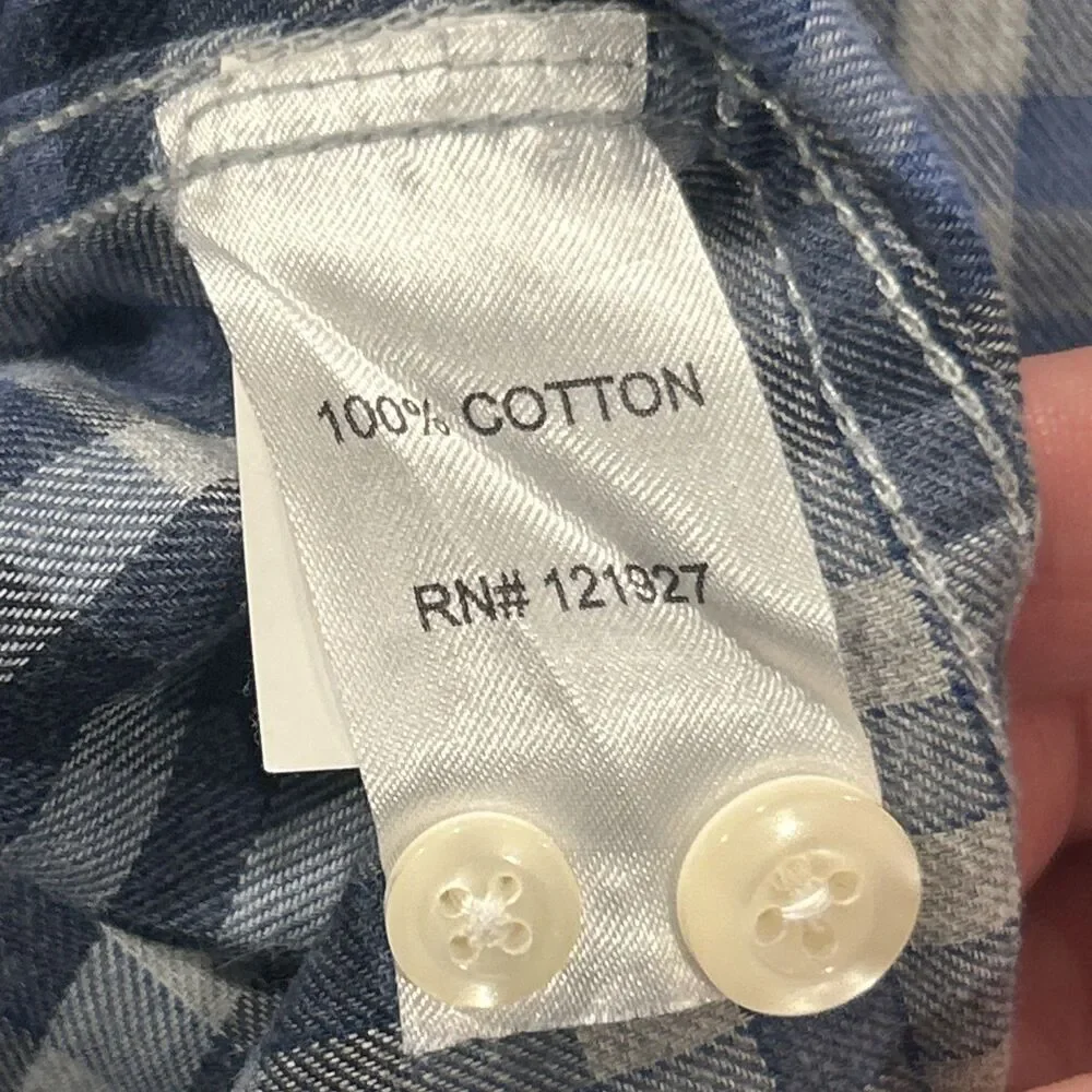 Johnnie-O Dress Shirt Mens XL BLue Plaid Cotton Hangin' Out Button Up